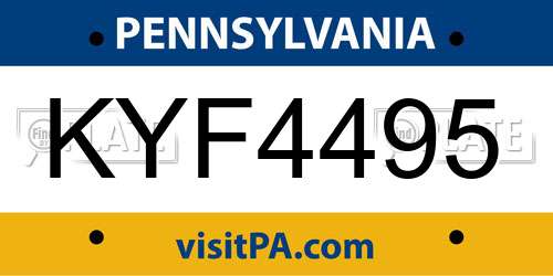KYF4495 Pennsylvania License Plate