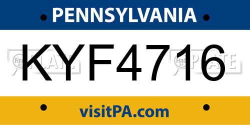 KYF4716 Pennsylvania License Plate