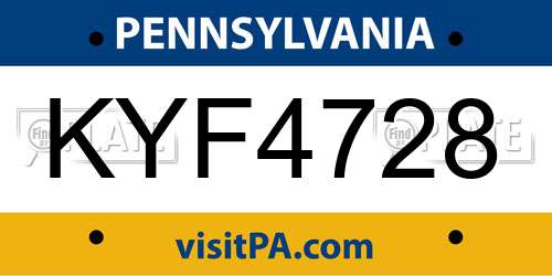 KYF4728 Pennsylvania License Plate
