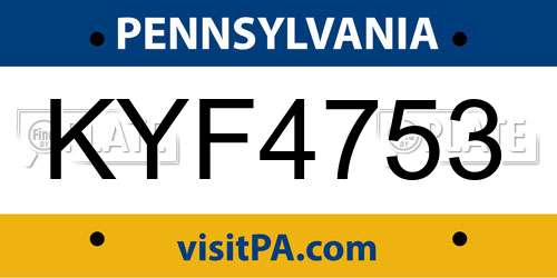 KYF4753 license plate in PA state