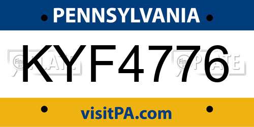 KYF4776 Pennsylvania License Plate