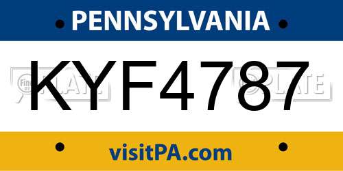 KYF4787 Pennsylvania License Plate