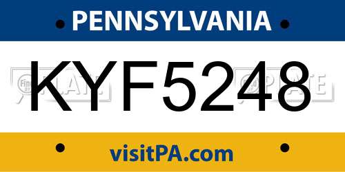 KYF5248 Pennsylvania License Plate