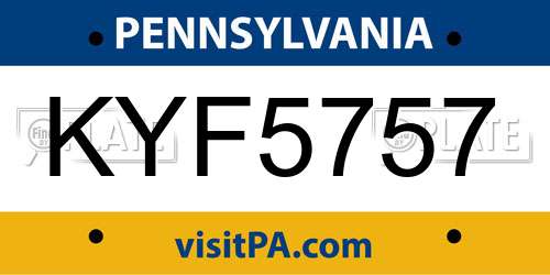 KYF5757 Pennsylvania License Plate