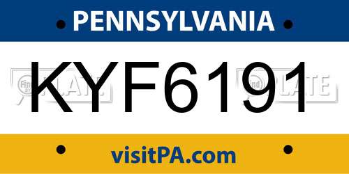 KYF6191 Pennsylvania License Plate