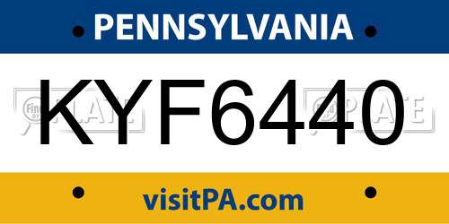 KYF6440 Pennsylvania License Plate