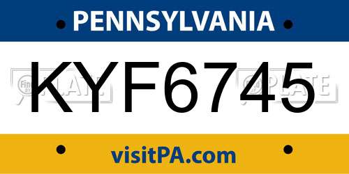 KYF6745 Pennsylvania License Plate