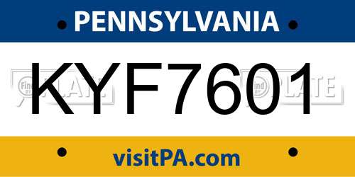 KYF7601 Pennsylvania License Plate