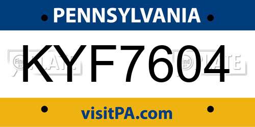 KYF7604 Pennsylvania License Plate