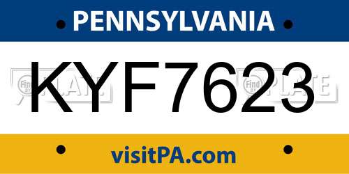 KYF7623 Pennsylvania License Plate