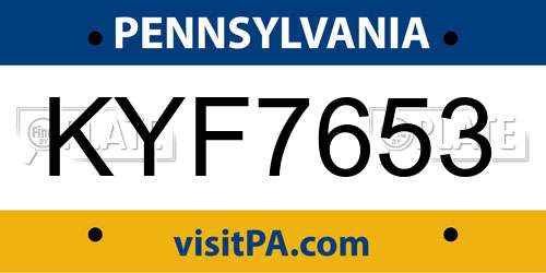 KYF7653 Pennsylvania License Plate