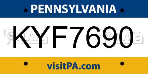 KYF7690 Pennsylvania License Plate