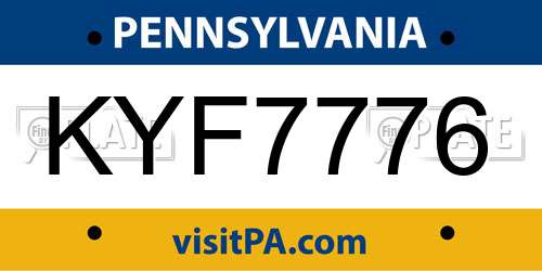 KYF7776 Pennsylvania License Plate
