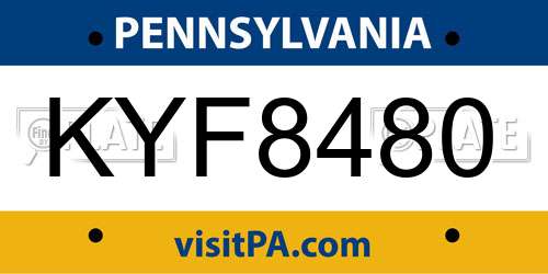 KYF8480 Pennsylvania License Plate