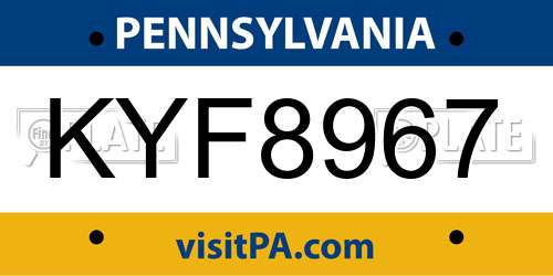 KYF8967 Pennsylvania License Plate