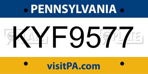 KYF9577 Pennsylvania License Plate