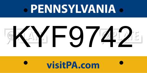 KYF9742 Pennsylvania License Plate