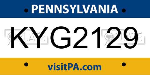 KYG2129 Pennsylvania License Plate