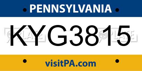 KYG3815 Pennsylvania License Plate