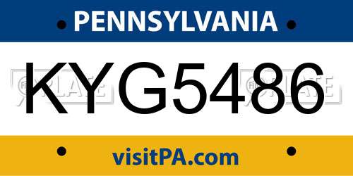 KYG5486 Pennsylvania License Plate