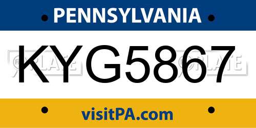 KYG5867 Pennsylvania License Plate