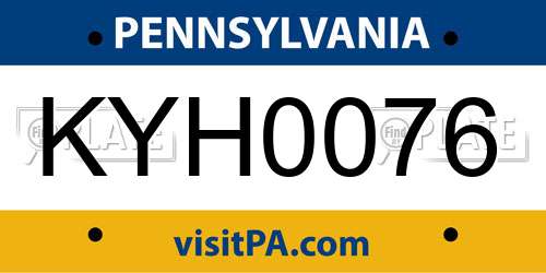 KYH0076 Pennsylvania License Plate