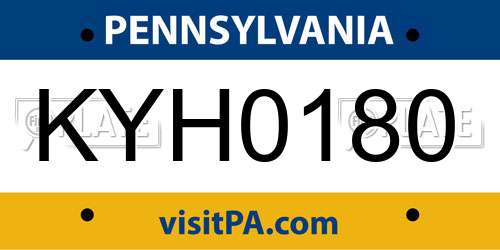 KYH0180 Pennsylvania License Plate