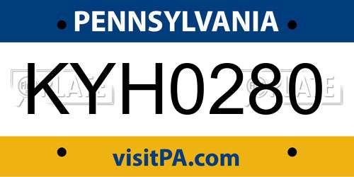 KYH0280 Pennsylvania License Plate