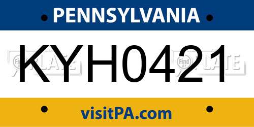 KYH0421 Pennsylvania License Plate