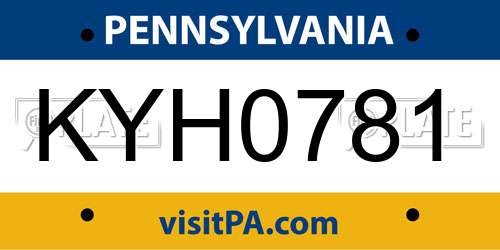 KYH0781 Pennsylvania License Plate