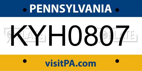 KYH0807 Pennsylvania License Plate