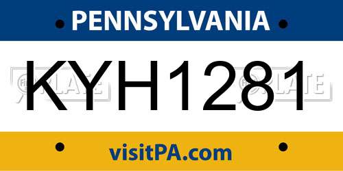 KYH1281 Pennsylvania License Plate
