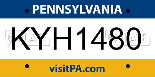 KYH1480 Pennsylvania License Plate