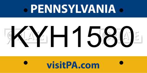KYH1580 Pennsylvania License Plate