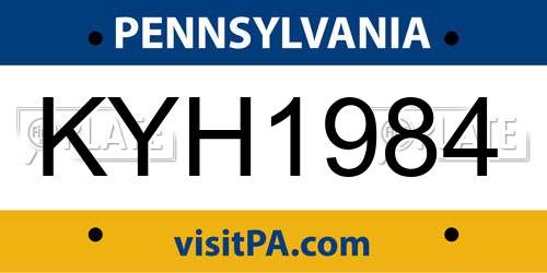 KYH1984 Pennsylvania License Plate