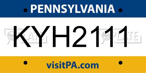 KYH2111 Pennsylvania License Plate