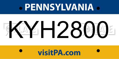 KYH2800 Pennsylvania License Plate