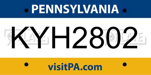 KYH2802 Pennsylvania License Plate