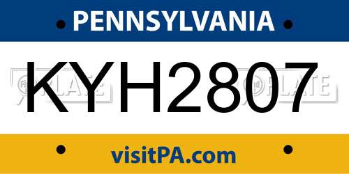 KYH2807 Pennsylvania License Plate