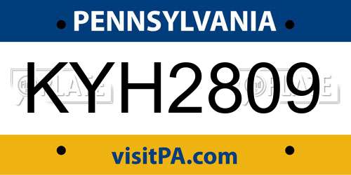 KYH2809 Pennsylvania License Plate