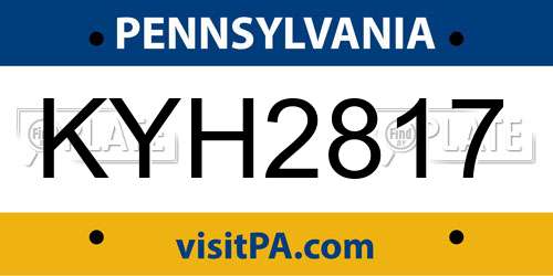 KYH2817 Pennsylvania License Plate