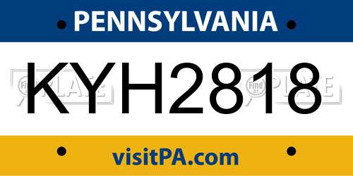 KYH2818 Pennsylvania License Plate