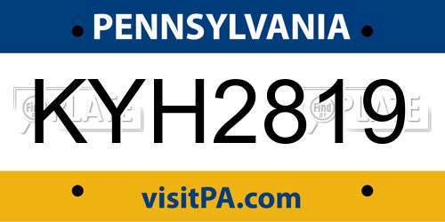 KYH2819 Pennsylvania License Plate
