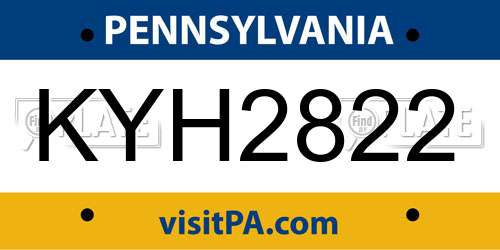 KYH2822 Pennsylvania License Plate