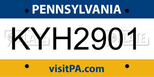 KYH2901 Pennsylvania License Plate