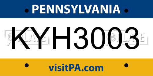 KYH3003 Pennsylvania License Plate