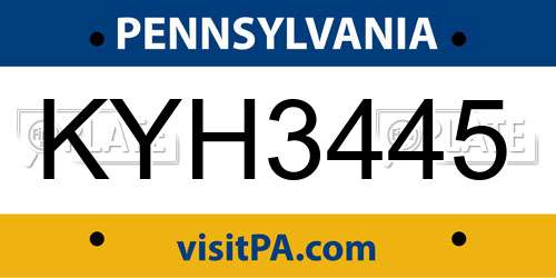 KYH3445 Pennsylvania License Plate