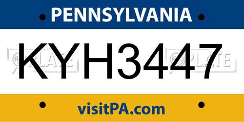 KYH3447 Pennsylvania License Plate
