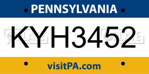 KYH3452 Pennsylvania License Plate