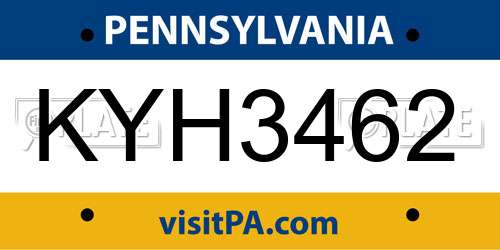 KYH3462 Pennsylvania License Plate